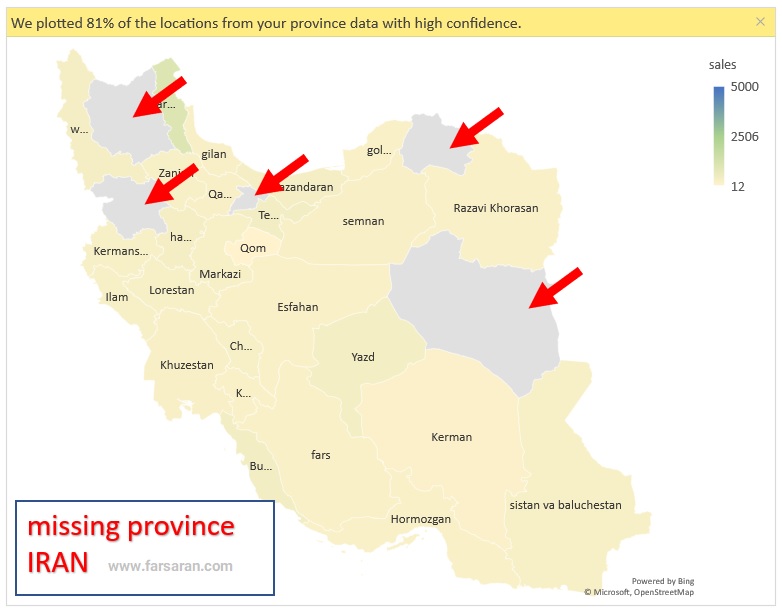 نقشه استان های ایران در اکسل 