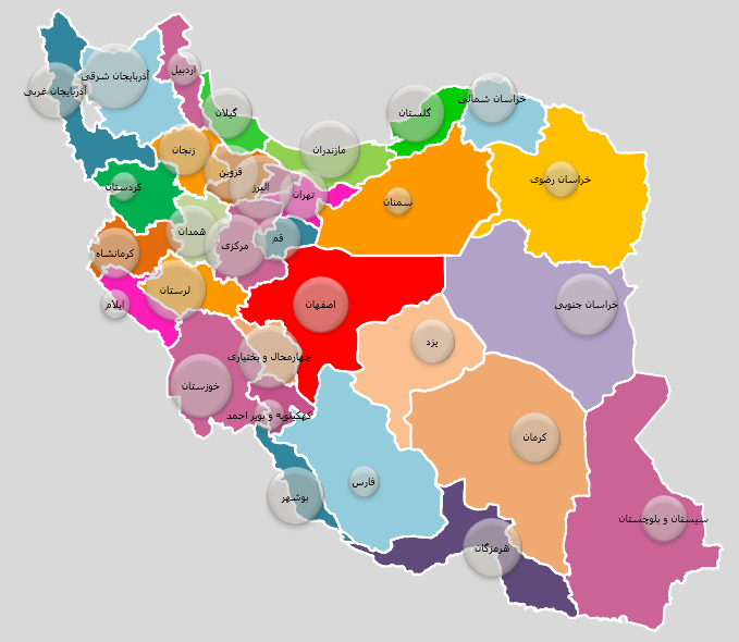 دانلود نقشه حبابی استان های ایران در اکسل - آپدیت ۱۴۰۰